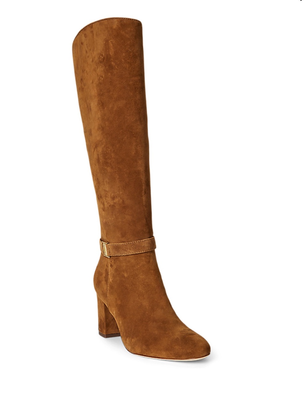 Ralph Lauren Chestnut Suede Knee-High Block Heel Boots - Picture 3 of 3
